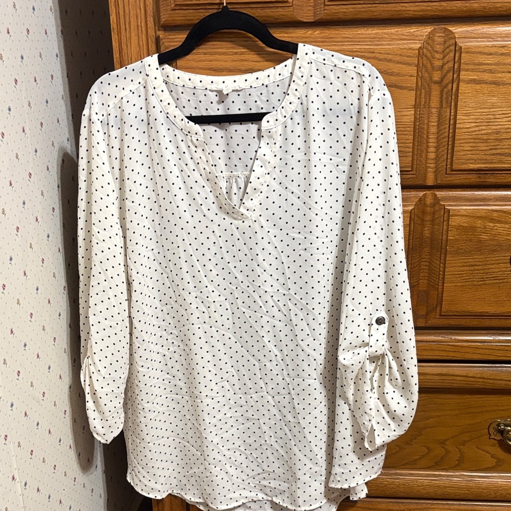 Maurices White Polka Dot Blouse